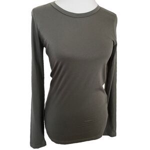 Caslon Lightweight Scoop Neck Cotton Long Sleeve Tee Shirt Top Sz Small Grey NWT